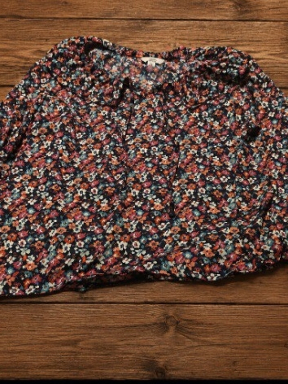 croft & barrow Black Floral Tie-Neck Blouse - Picture 3 of 4